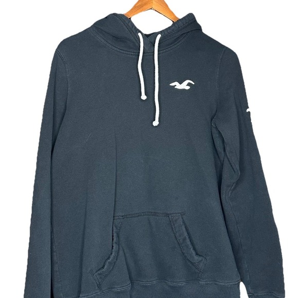 Hollister Sweatshirt Womens Medium Black Full Zip Hoodie Faded Grunge Y2K 2000s - Picture 2 of 7